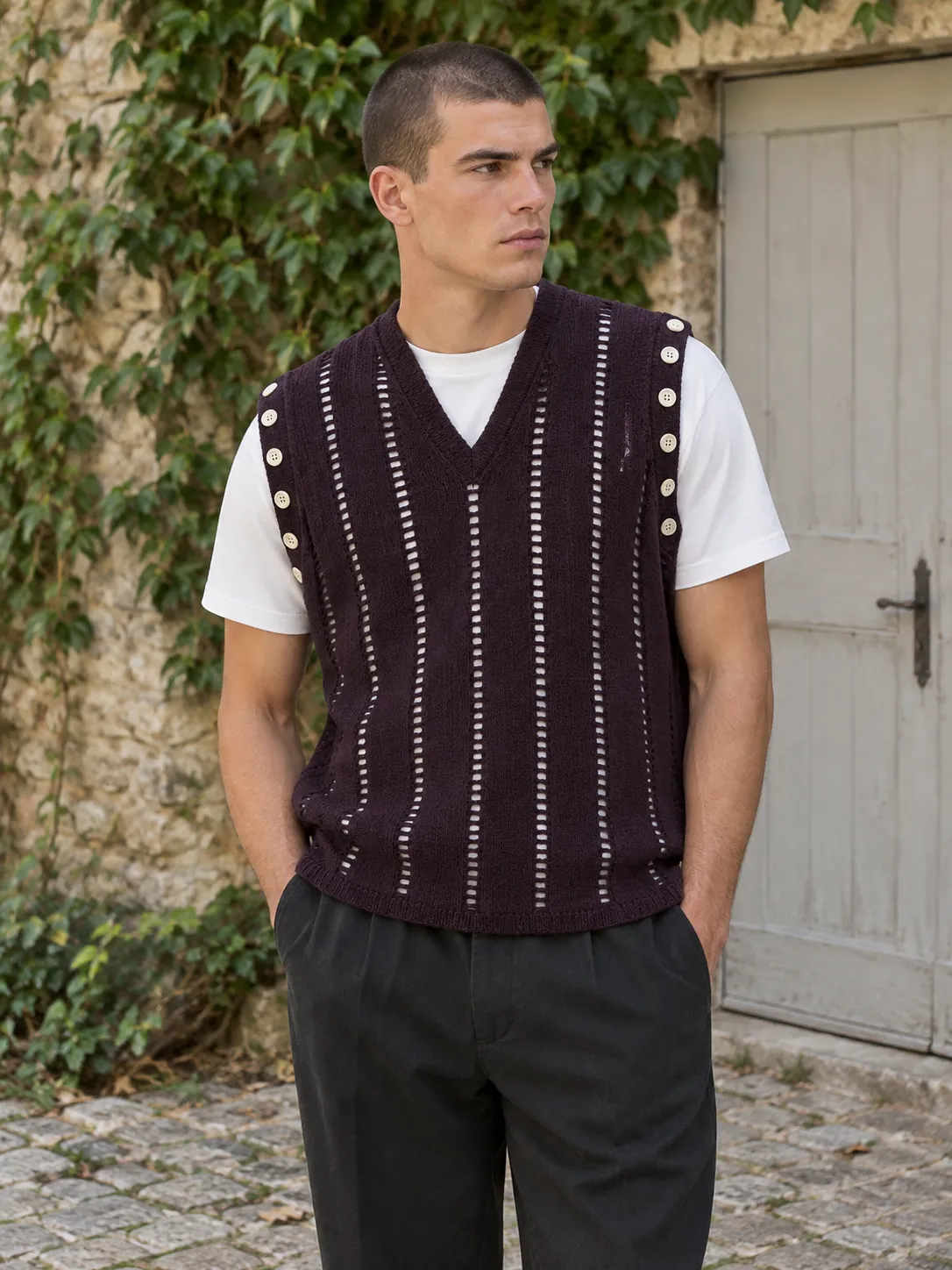 Ladder lang vest, båret