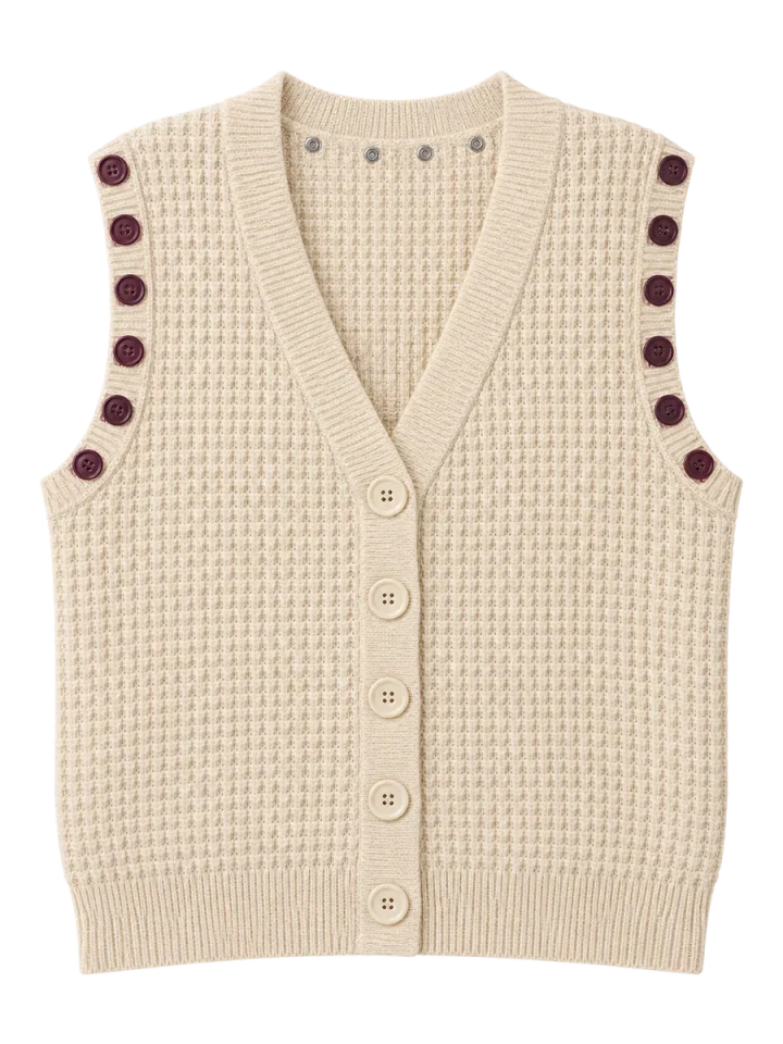 Waffle Button-Front Vest, laid flat