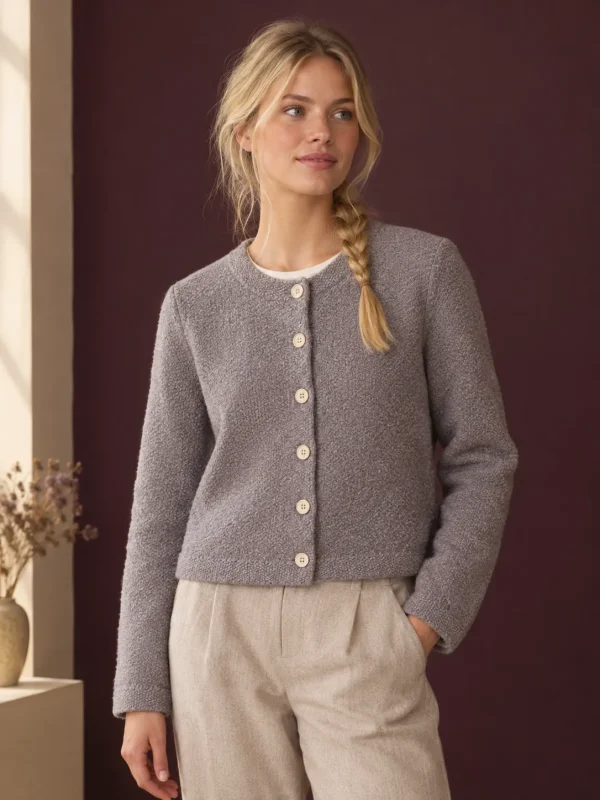 Fine Moss Cardigan, getragen