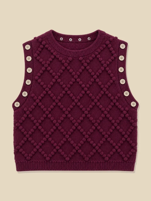 Popcorn Cropped Vest, laid flat