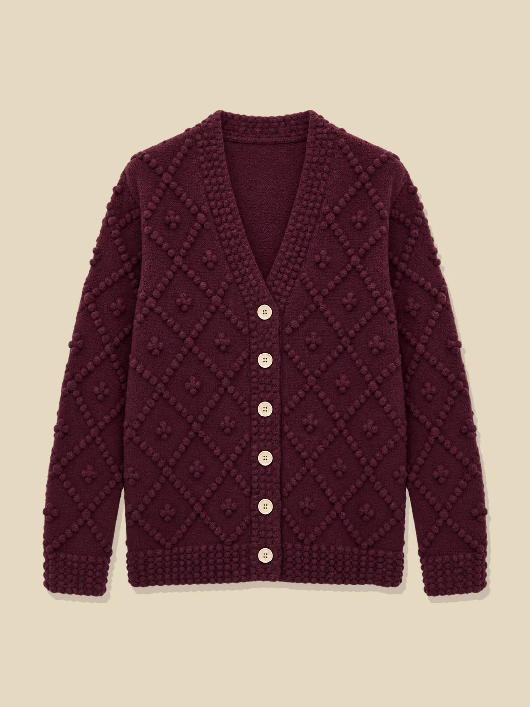 Fine Popcorn cardigan, lagt fladt