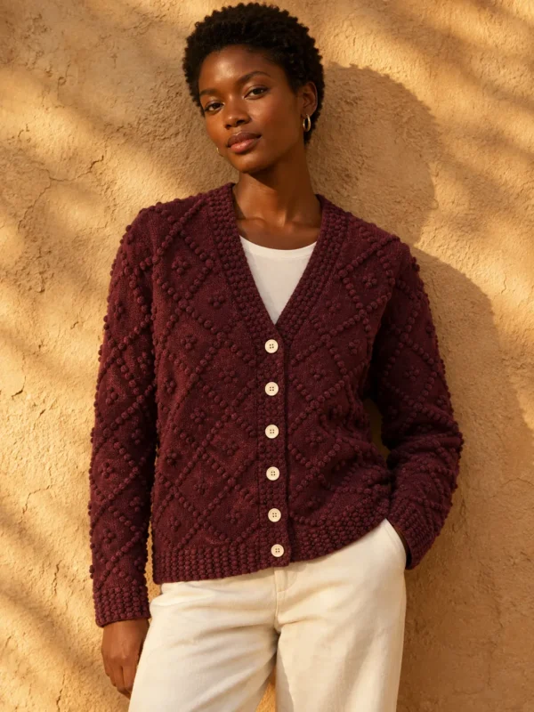 Fine Popcorn cardigan, båret