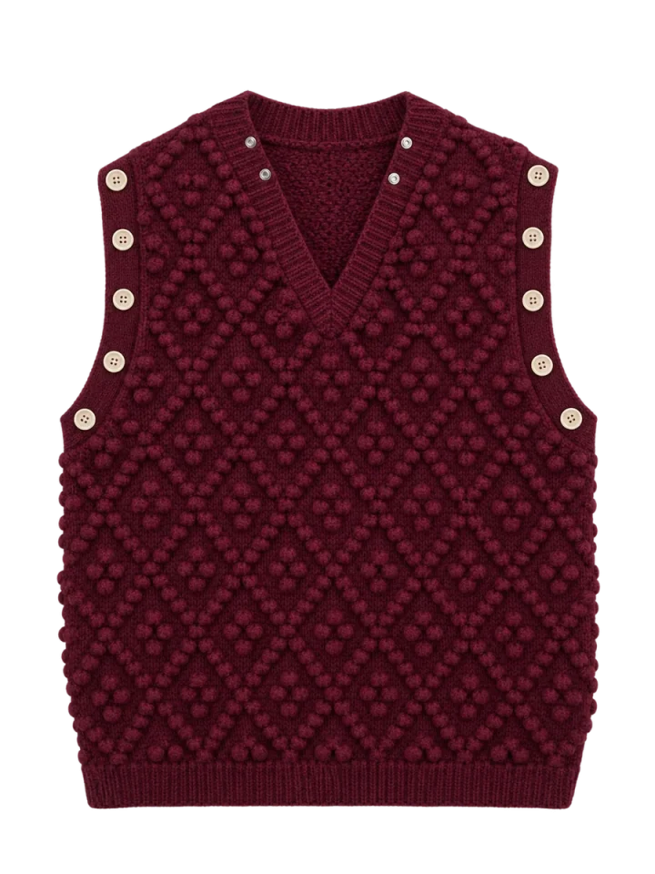 Popcorn V Vest, laid flat