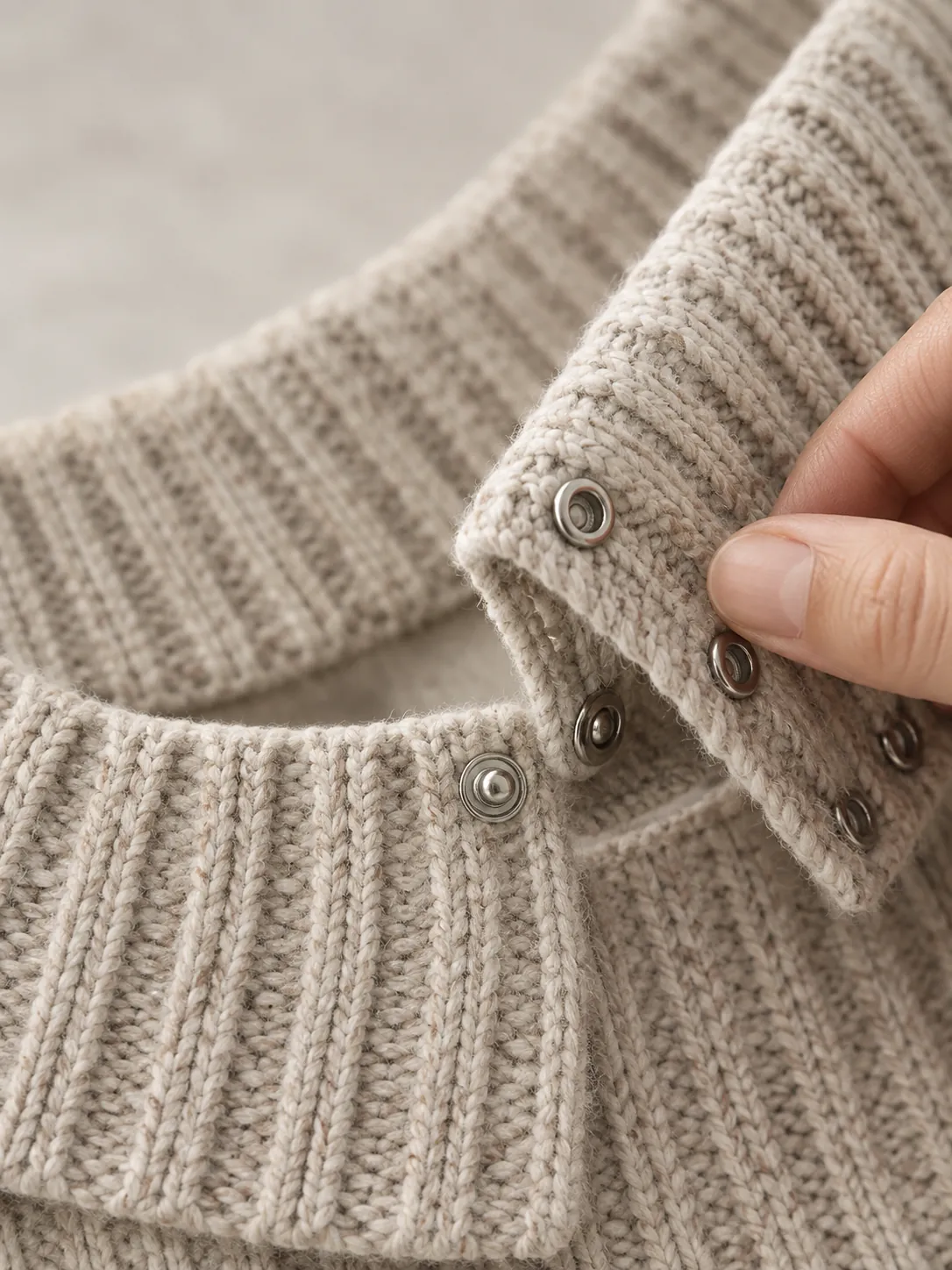 Rib Band Collar, close-up of the join