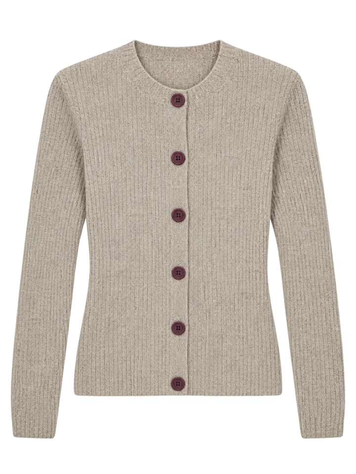 Fine Rib Cardigan, laid flat