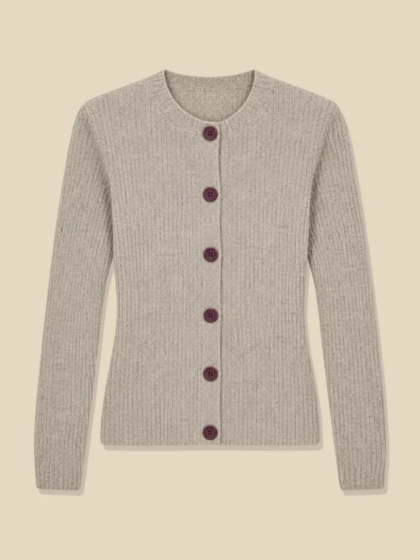 Fine Rib Cardigan, laid flat