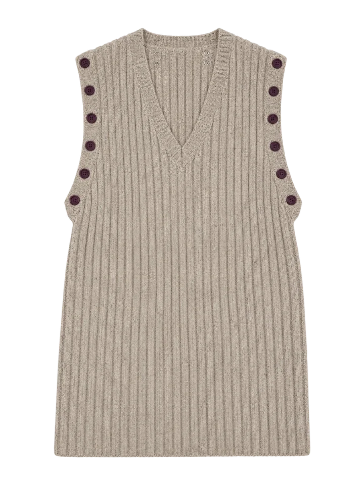 Rib Longline Vest, laid flat