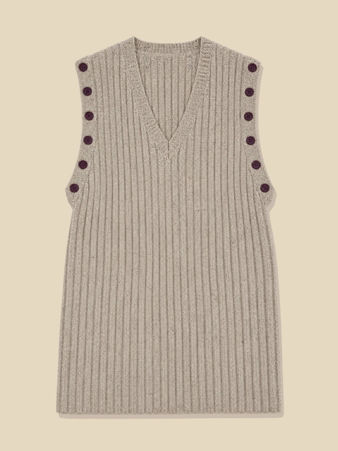 Rib Longline Vest, laid flat