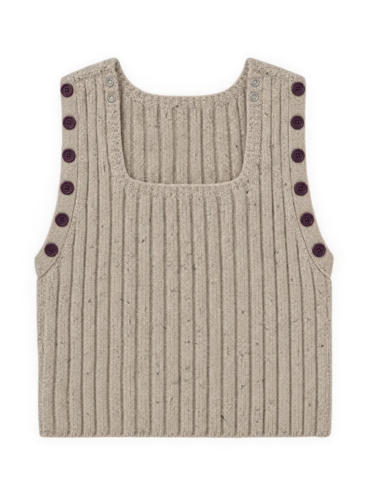Rib Square-Neck Vest, laid flat