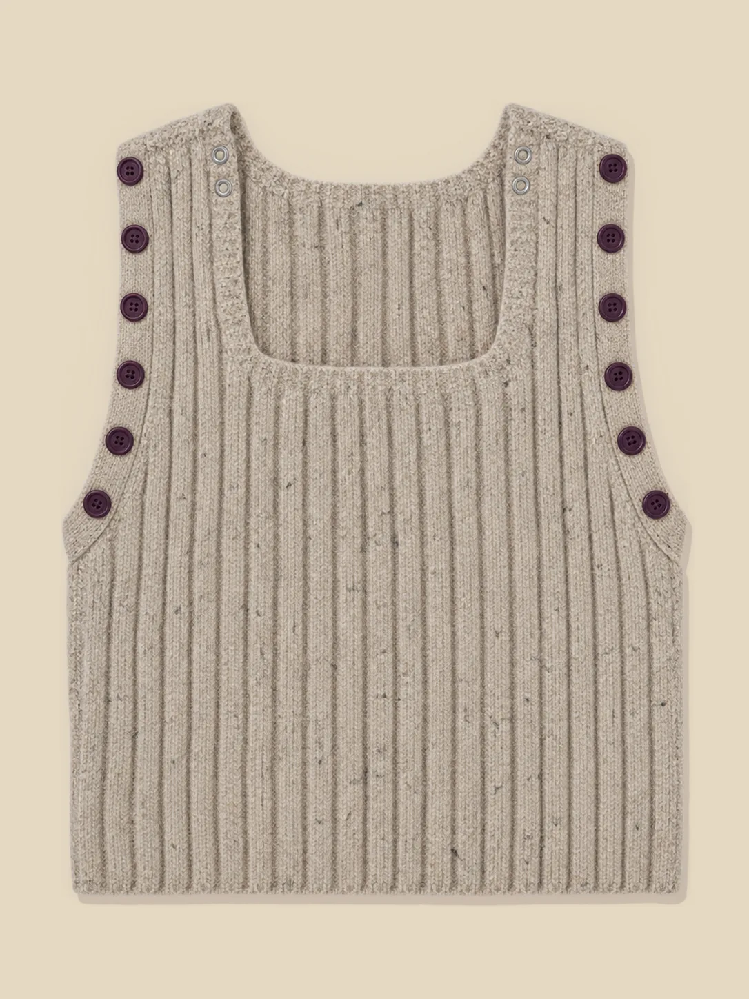 Rib Square-Neck Vest, laid flat