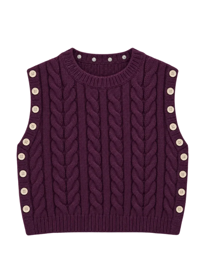 Cable Cropped Vest, laid flat