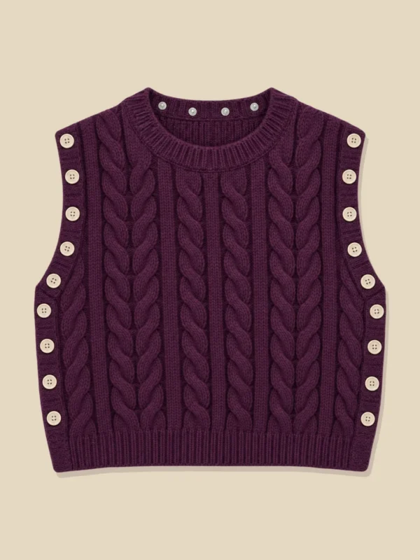 Cable Cropped Vest, laid flat