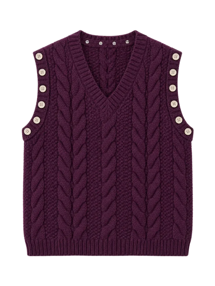 Cable V Vest, laid flat