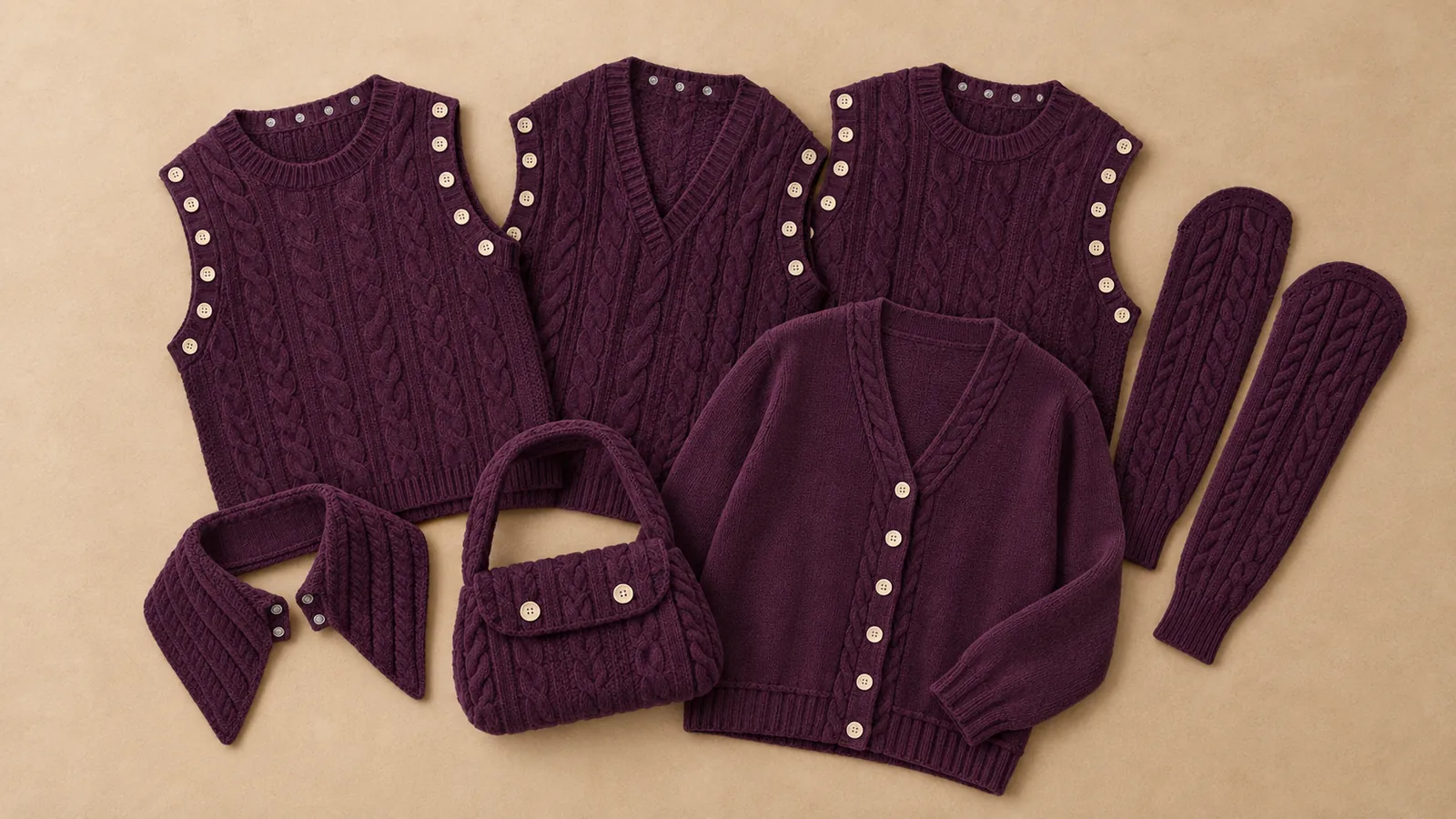 All the Plum Cable pieces laid out together