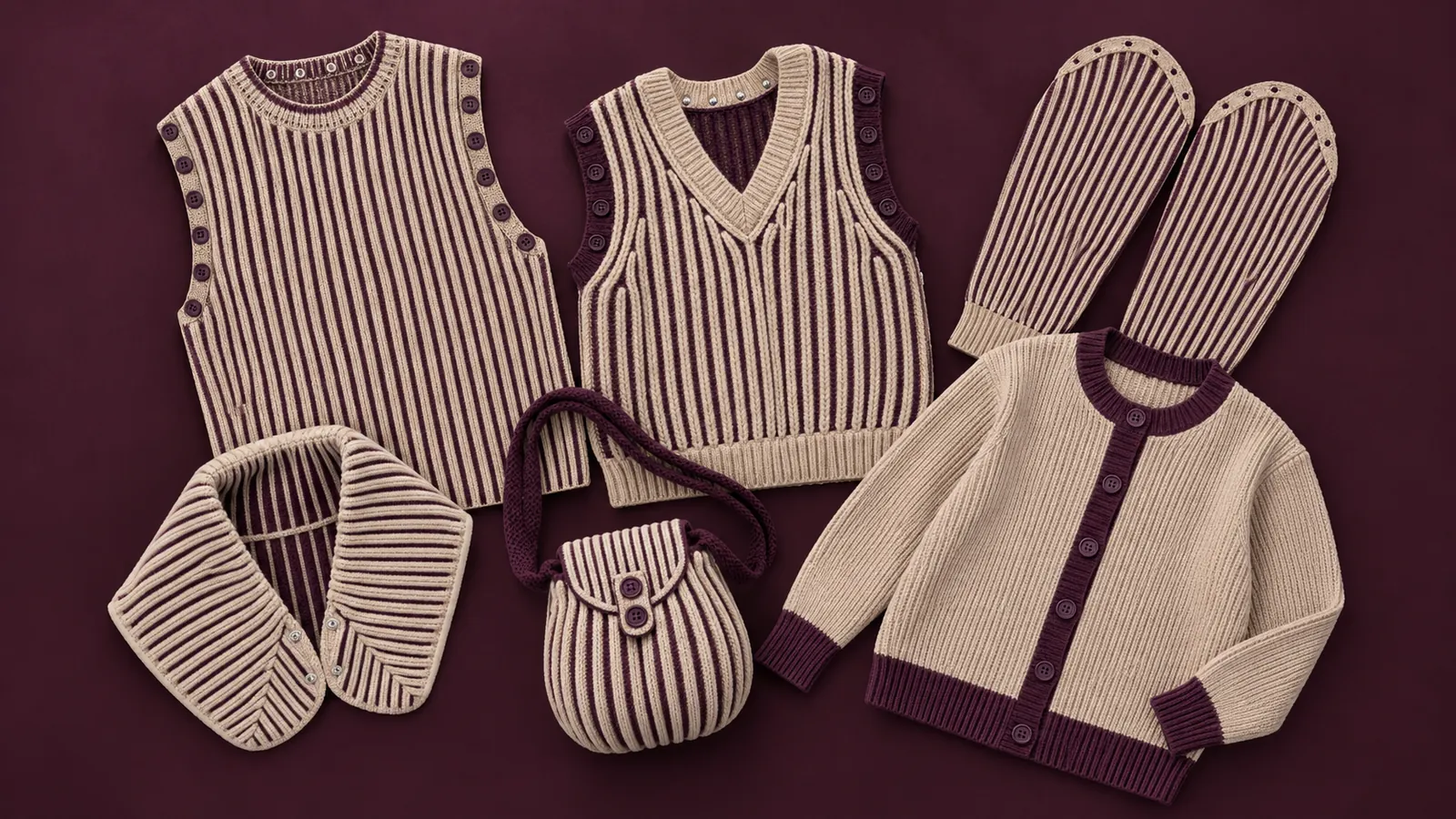 All the Two-tone Brioche pieces laid out together
