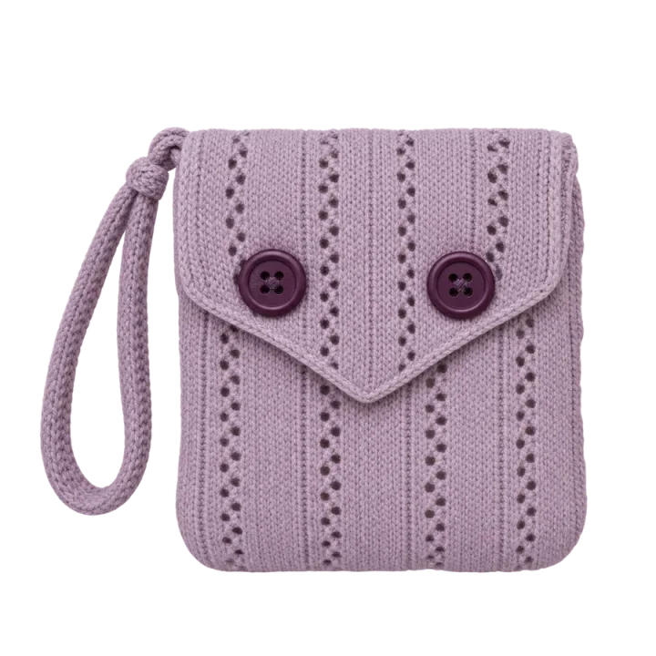 Pointelle Button Pouch, laid flat