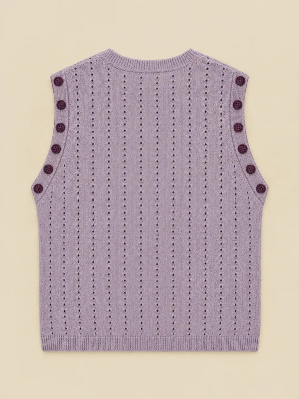 Pointelle vest med rund hals, set bagfra