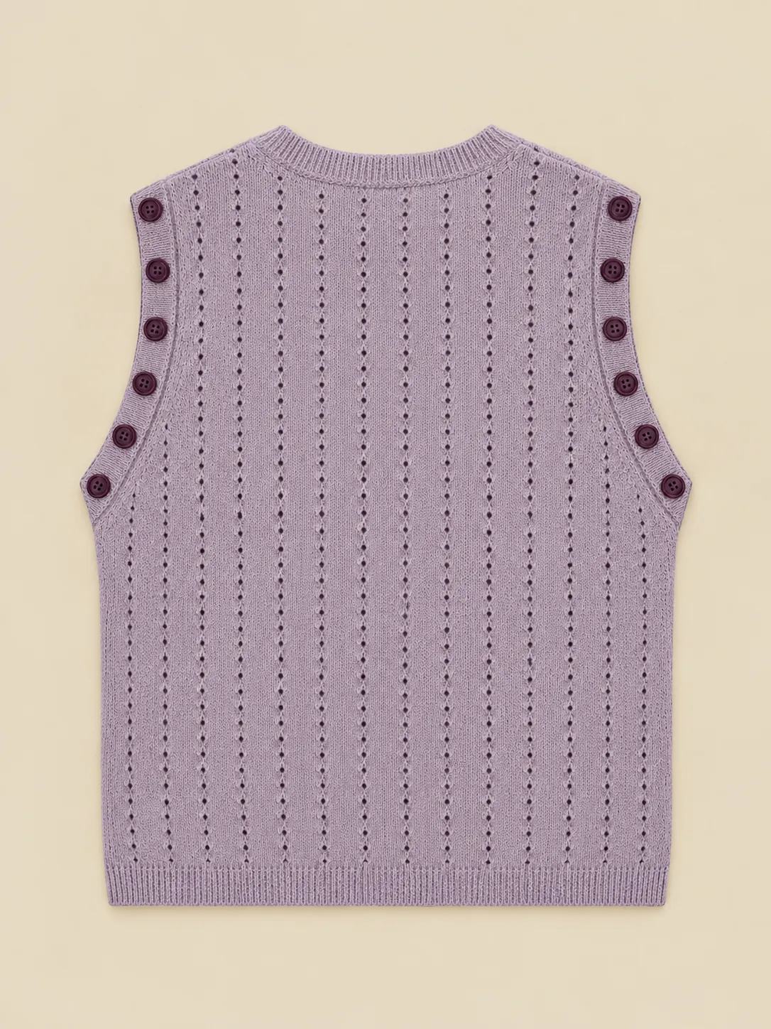 Pointelle vest med rund hals, set bagfra