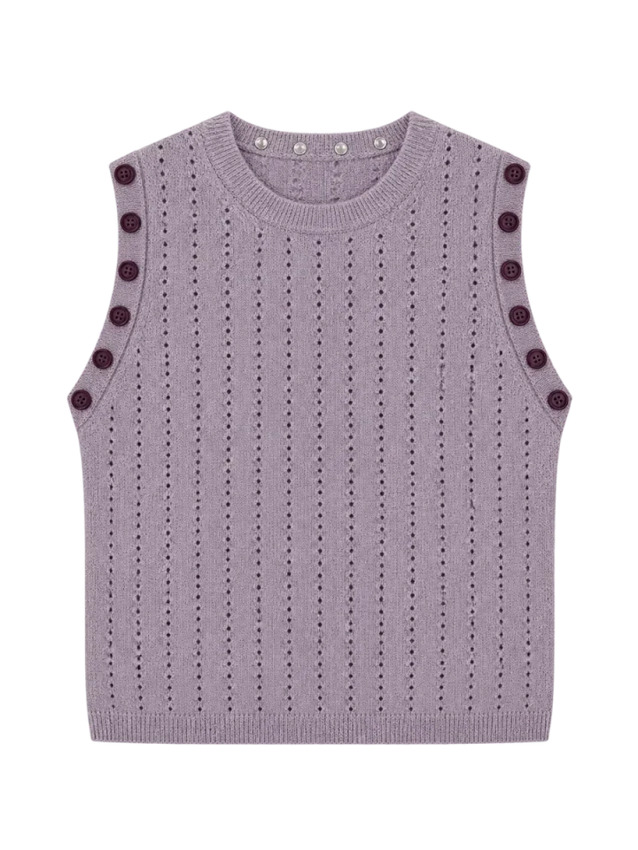 Pointelle Crew Vest, laid flat
