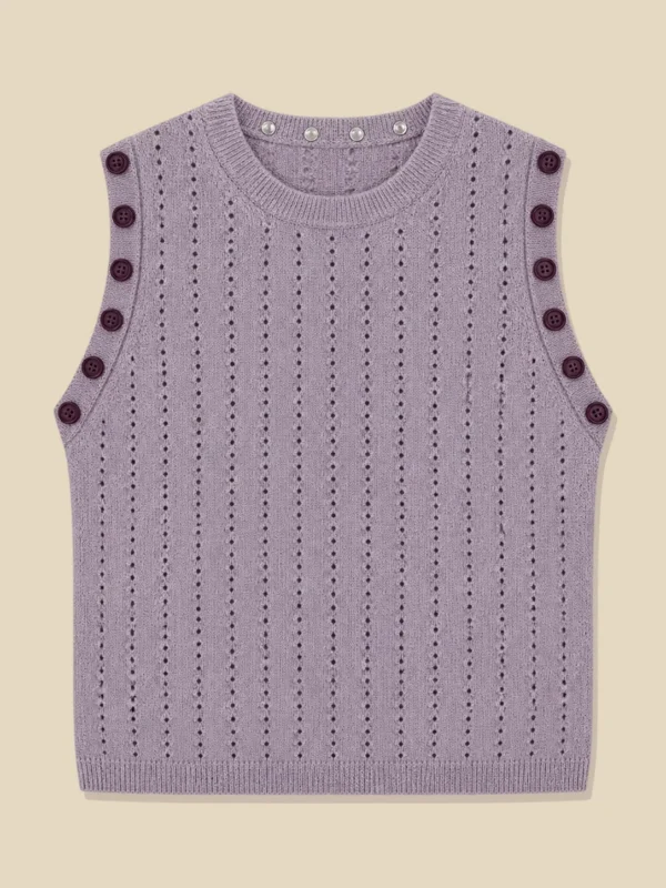 Pointelle Crew Vest, laid flat