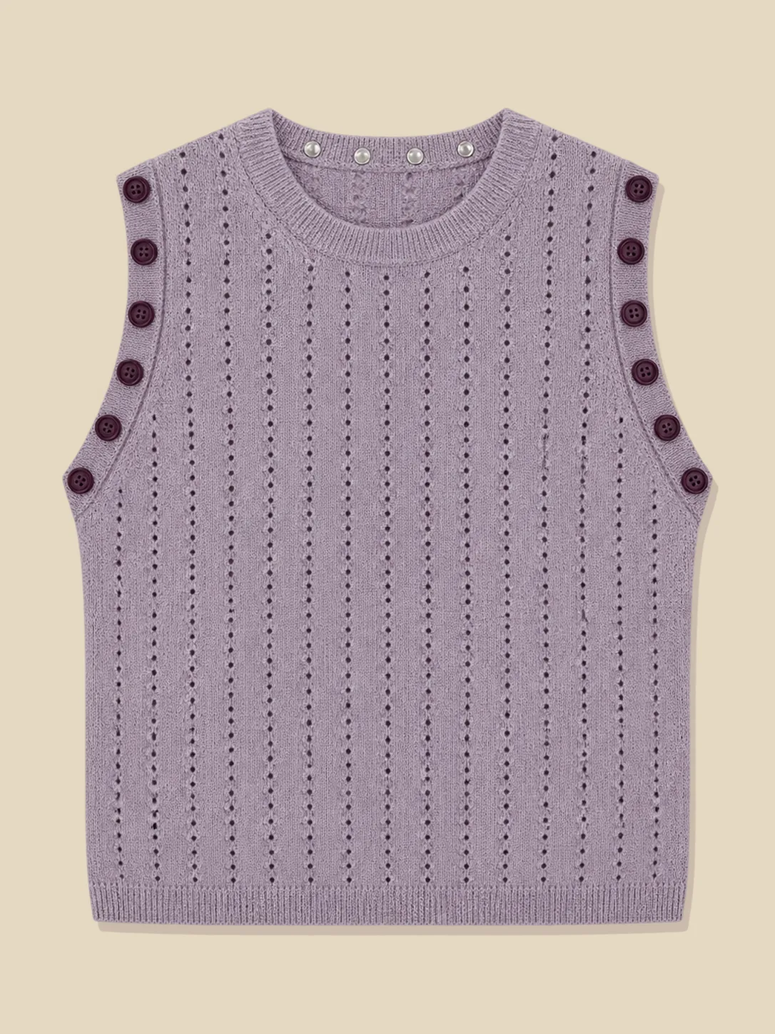 Pointelle vest med rund hals, lagt fladt