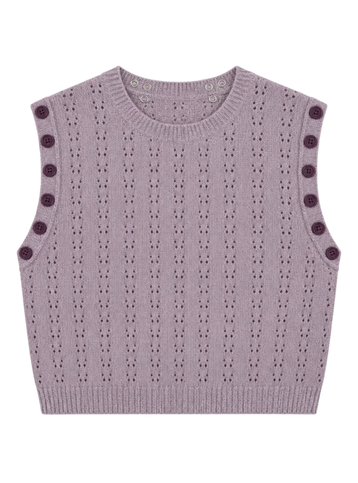 Pointelle Cropped Vest, laid flat