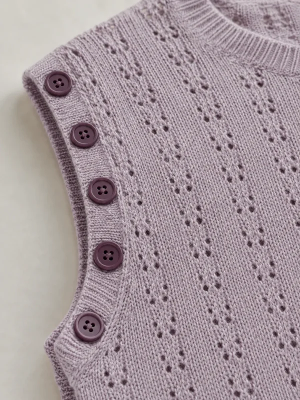 Pointelle Cropped Vest, close-up of the join