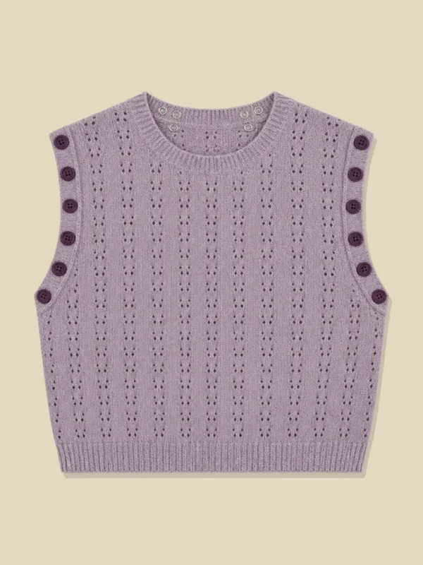 Pointelle Cropped Vest, laid flat