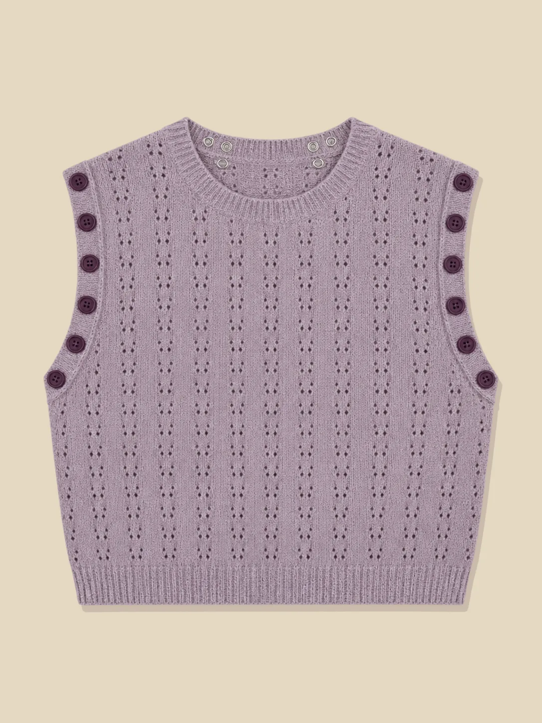 Pointelle Cropped Vest, laid flat