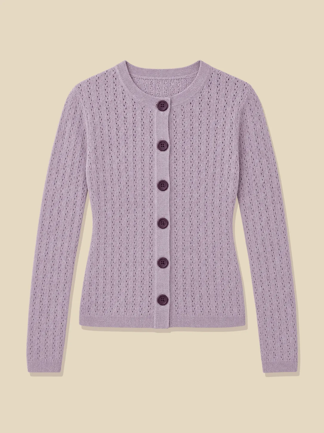 Fine Pointelle Cardigan, laid flat