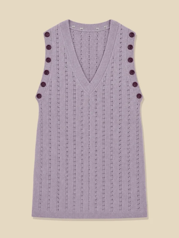 Pointelle Longline Vest, laid flat