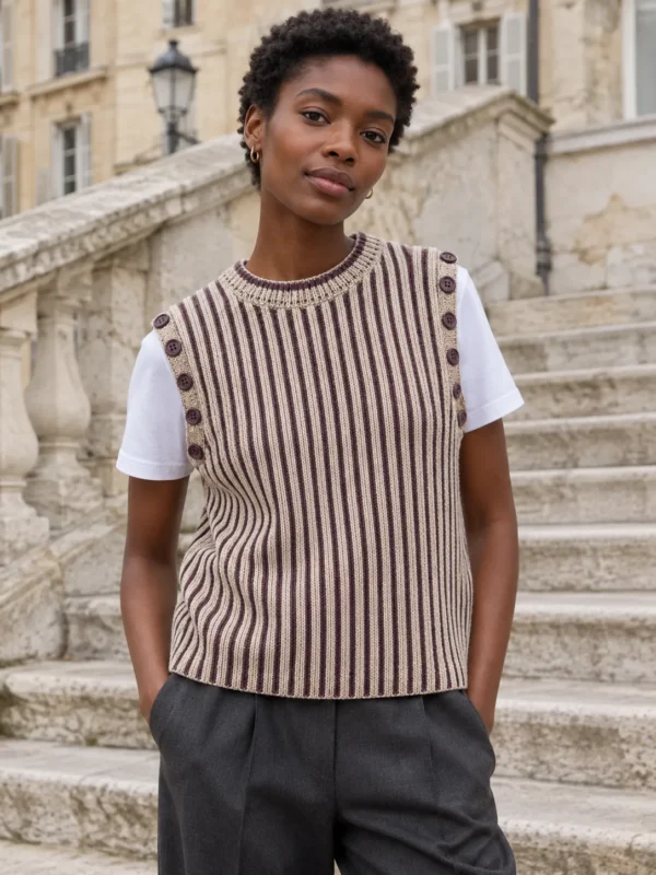Brioche Crew Vest, worn